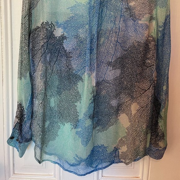 Equipment silk blouse - blue coral motif S - Picture 5 of 5